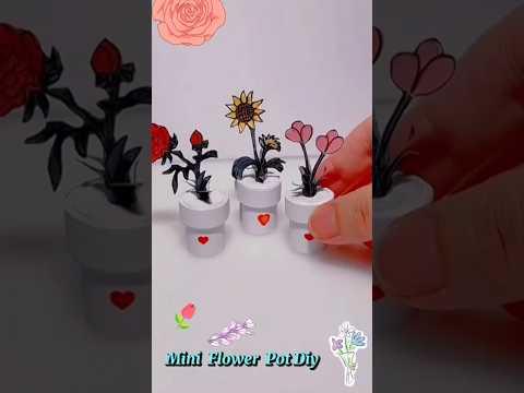 Mini Flower Pot🥀🌻#diyflower  #paperpot#homedecor#gift #paperflower #papercraft#art#shorts #minicraft