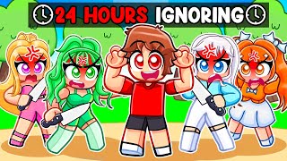 Ignoring MY CRAZY FAN GIRLS For 24 Hours In Roblox Brookhaven...