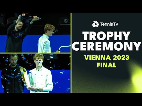 Medvedev Jokes & Champagne Moments 🍾 Jannik Sinner vs Daniil Medvedev: Vienna 2023 Trophy Ceremony