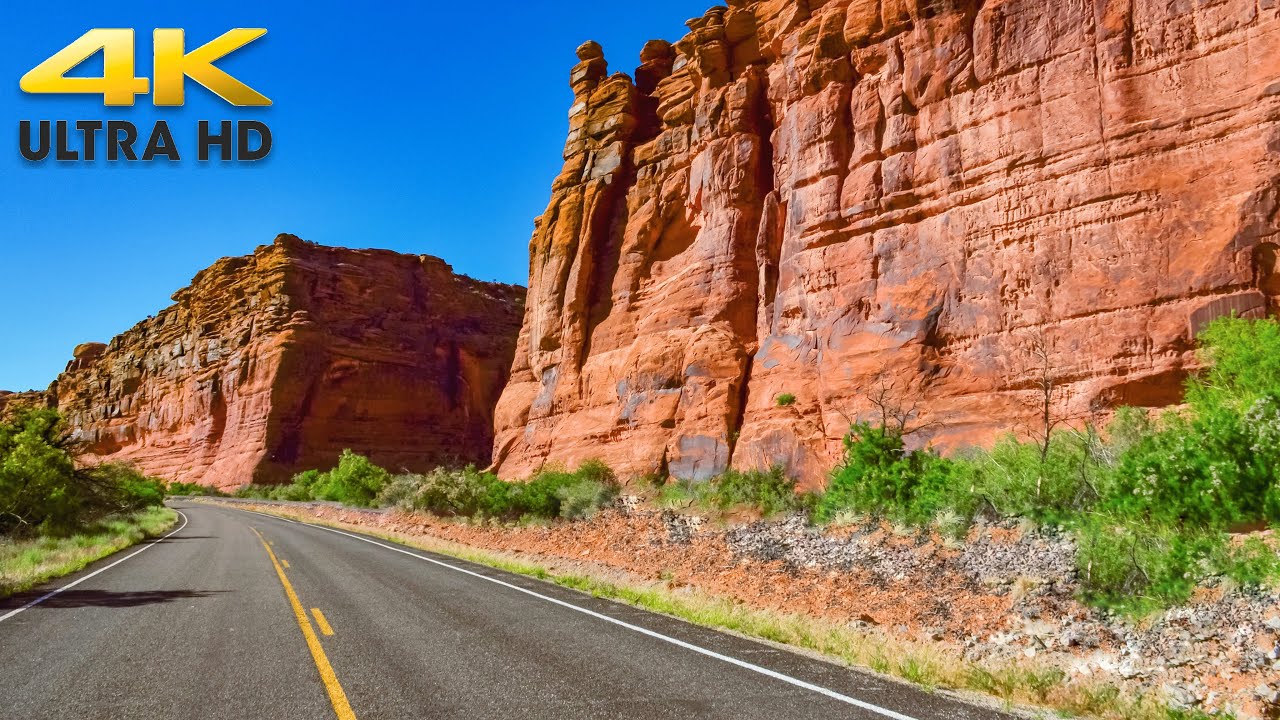 Moab Utah to Arches & Canyonlands National Parks Scenic Drive 4K Utah