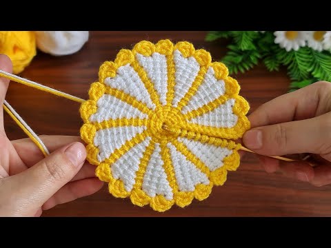 Motif, Coaster, Flower. Make and Sell. How to make a very easy fower coaster motif. Tunisian crochet