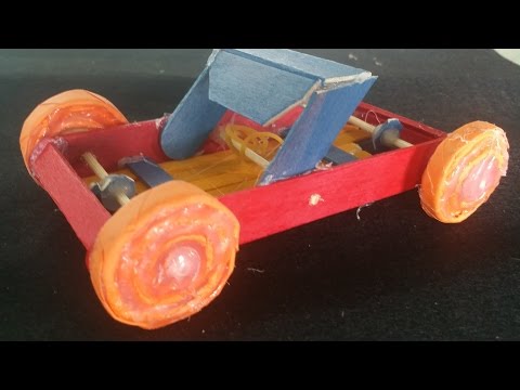 如何用冰棒棍製作橡皮筋動力車 - YouTube