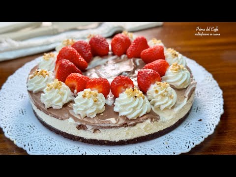 Sorprendi Tutti con Questo CHEESECAKE MARMORIZZATO VANIGLIA E CACAO | Ricetta Facile Senza Forno! 🍫🍓