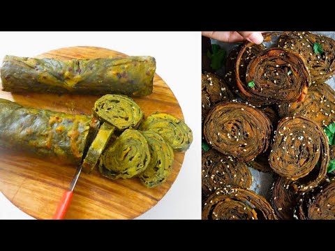 अरबी के पत्तों से बना पात्रा-पतोड़-रिकवच -चटपटा व कुरकुरा। Arbi Leaves Patra alu vadi Patrode recipe