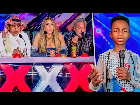 بأغنية أطفال فلسطين طفل يحرج لجنة التحكيم ويبكي الوطن العربي في برنامج Arabs Got Talent