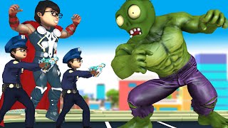 Super Hero Nick vs Giant ZombieHulk Saves Police - Scary Teacher 3D Animation