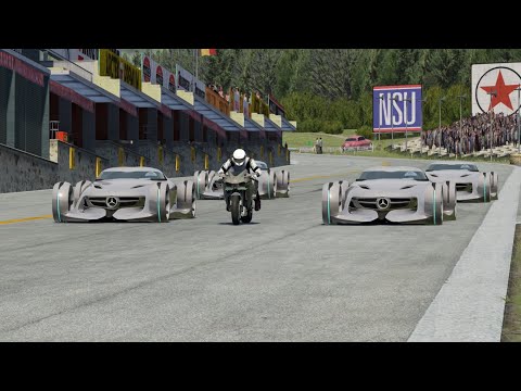 Kawasaki Ninja H2R Supercharged vs Mercedes-Benz Silver Arrow Concept at Old SPA