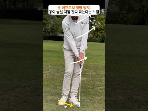 숏 어프로치 손목을 고정하고 어깨와 팔이 만드는 삼각형을 유지! 빗자루로 바닥을 쓸듯이, 공이 놓일 지점의 잔디를 깎는다는 느낌으로 스윙! #어프로치레슨 #어프로치스윙 #골프팁