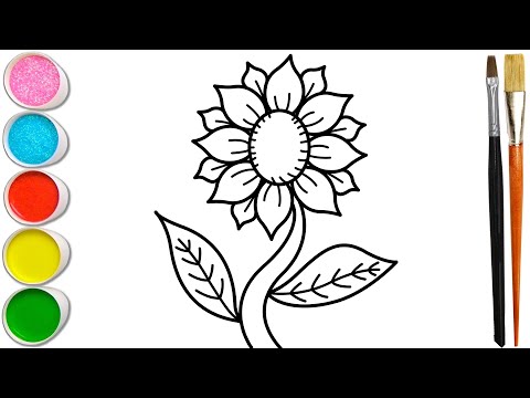 How to draw a sunflower step by step / Easy sunflower drawing / Flower drawing tutorial