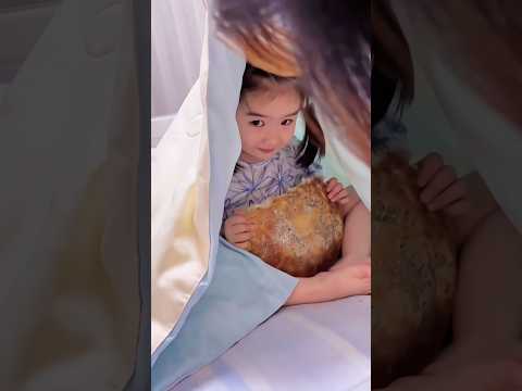 cute girl eating big biscuits