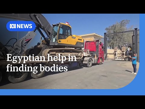 YouTube video thumbnail: Egyptian Excavators Enter Gaza to Find Israeli Hostage Bodies 