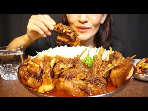 SPICY MUTTON CURRY/GRAVY WITH BASMATI RICE #ASMR/EATING SHOW BIG BITES MUKBANG