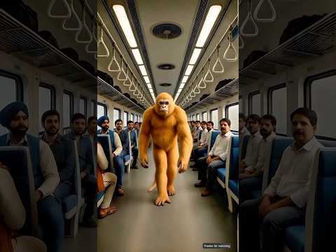 The monkey lived in the desert, one day he boards a train & an accident occurs 😭 #ai #monkey #train