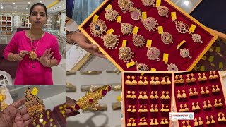 Saravana Elite Gold Temple Jimiki 2-3g Maatal 2 IN 1 Bracelets Kada | 10-29g Navaratna Big Pendants 