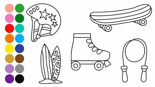 DEPORTES aprender a dibujar y colorear para niños pequeños - Dibujos para niños