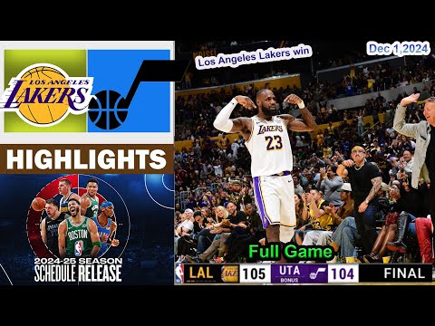 Los Angeles Lakers vs Utah Jazz Full Game Highlights | NBA Season Dec 1, 2024