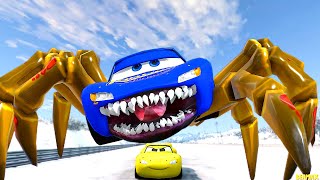 Epic Escape From The Lightning McQueen Crab Eater VS Lightning McQueen Head Eater | BeamNG.Drive