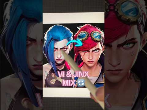 JINX & VI INVERSE 🔄🩵🩷 #arcane #jinx #vi #leagueoflegends #artchallenge