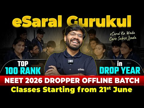 NEET 2026 Dropper : Launching Offline Kota Batch 🔥| eSaral Gurukul | Get 650+ Marks in NEET 2026