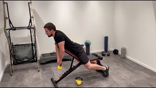 Single Kettlebell Silverback Shrug on bench