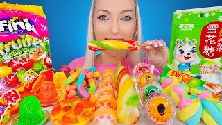 ASMR EATING RAINBOW FOOD, ICE CREAM, CANDY, JELLY, LOLLIPOP (CHEWING GUM) MUKBANG, 다양한 캔디 먹방