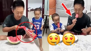 熊孩子想吃冰棒，爸爸特制西瓜水果冰棒，一不小心就被发现了！【呆萌小米宝】