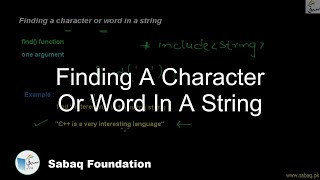 Finding A Character Or Word In A String