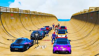 Team Spider man and Venom Carnage Superheroes Super Challenge GTA V ! Команда Человека Паука в Гонке