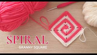 How to Crochet a Spiral Granny Square - 2 Colours EASY BEGINNER
