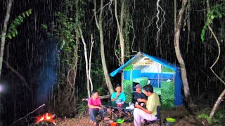 Diguyur hujan deras bermalam dihutan camping fishing, relaxing rain sound, tidur nyenyak sampai pagi