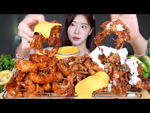 ASMR MUKBANG | 통게튀김! 칠리 소프트쉘크랩 & 크림 소프트쉘크랩 🦀 치즈소스 먹방! Chili Soft Shell Crab & Cream Soft Shell Crab