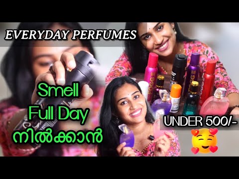 PERFUME SMELL ദിവസം മുഴുവൻ നിൽക്കാൻ||Everyday Perfumes under 500||Malayali Makeover