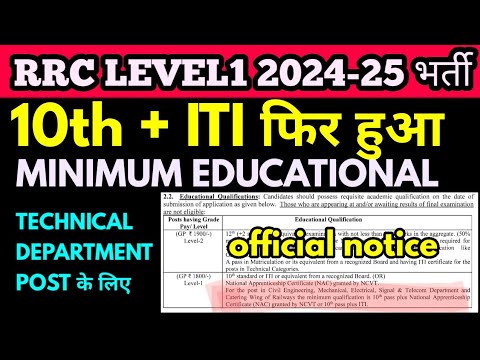 फिर हुआ 10th plus iti qualification level1 group d railway vacancy 2024-25 official notification out