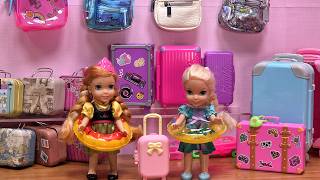 Shopping for luggage ! Elsa & Anna toddlers - store - Barbie dolls