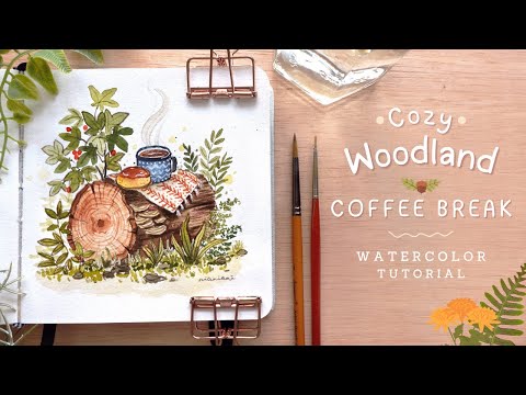 Cozy Woodland Coffee Break: Drawing to Painting with Watercolors