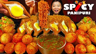 🔥 INSANE 6X Korean Fire Noodles + Spicy Pani Puri Challenge 🌶Extreme Mukbang Eating Show 🔥Spicy Food