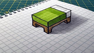 How To Draw A 3d Minecraft Bed - A Trick Art On Graph Paper - Simple And Easy