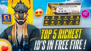 Searching… TOP 5 RICHEST IDS in Free fire 😱🤑 - Gaming with Raahim