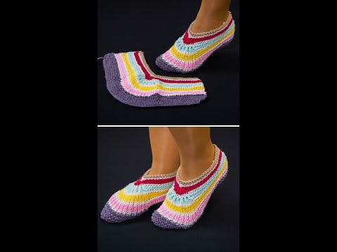 Very easy knitted scrap yarn slippers for beginners!  Miarti🧶