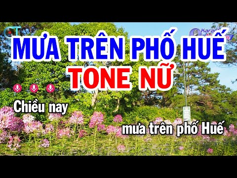 Karaoke Mưa Trên Phố Huế Tone Nữ ( F ) Nhạc Sống Mới || Karaoke Đồng Sen