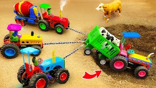 DIY Construction Science Project - Build a mini Concrete & Bricks Restaurant | Help Tractor Stucked