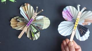 How To Make Butterfly Using NewsPaper- Paper Craft - Kids Craft