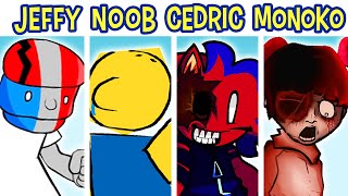 FNF AETHOS Mod | JEFFY vs NOOB vs MONOKO vs CEDRIC – Friday Night Funkin' (Lyric FNF)