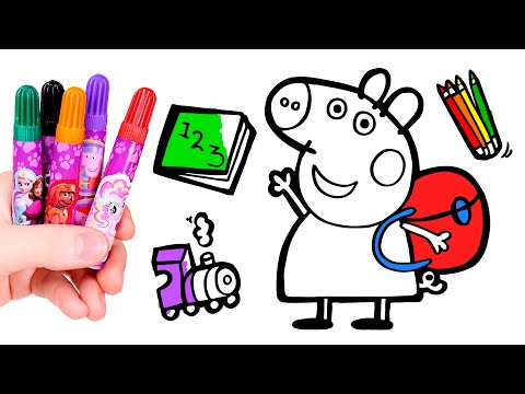 Dibuja y Colorea 🌈 Vuelta al COLE con PEPPA PIG 🐷📚 Videos para niños