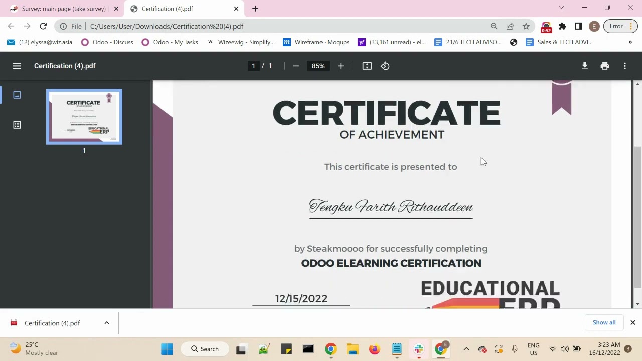 Odoo E-learning - How students can access certifications | 16.12.2022

