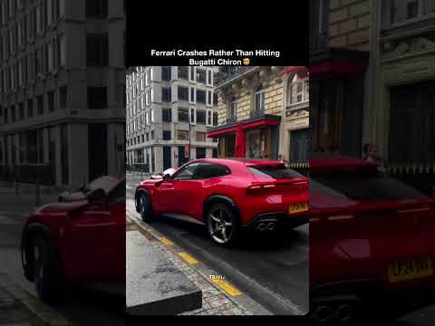 Ferrari Crashes Rather Than Hitting Bugatti!😂 | #shorts #caredit #fyp #youtube #viral #automobile