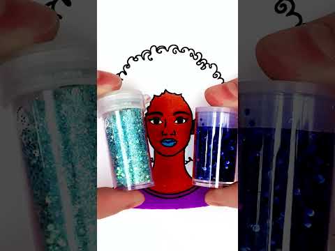 Glitter Glam Afro Style! 💫🎨 Easy DIY Hair Art for Kids #shorts