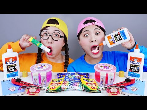 Edible School Supplies ASMR DIY Mukbang 먹는 학용품 먹방 DONA 도나