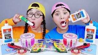 Edible School Supplies ASMR DIY Mukbang 먹는 학용품 먹방 DONA 도나