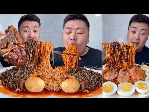 Mukbang food | Eating Jinmailang noodles With Chongqing pea noodles, Spicy food